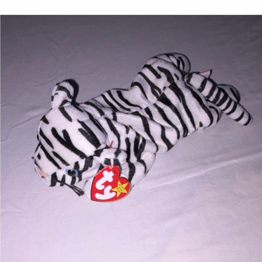 Ty Beanie Babies Retired Original White Tiger & Zebra Plush with Tag